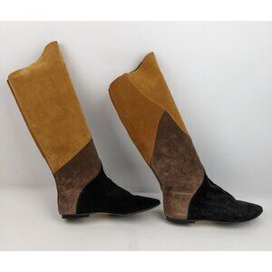 Vintage Rebecca Poppies Patchwork Leather Boots Size 7.5 1970s